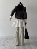 Ribbed Henry Neck Overfit Knit