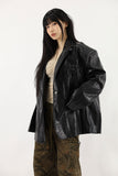 Antique snap crack leather jacket