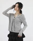 Ronnie Frill Cardigan Halter Tee