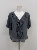 Frill V-Neck See-Through Blouse
