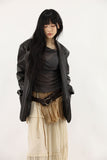 Classic overfit leather jacket