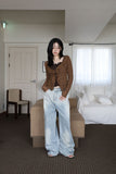 Loose fit studs fringe denim