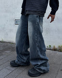 Crack Washed Tin Blue Denim