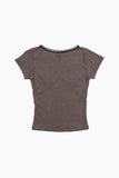 Lace point V-neck t-shirt