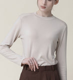 [Premium] Pudding Wool Silk Layered Long Sleeve T-shirt