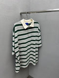 Boxy Stripe Collar Short Sleeve Tee