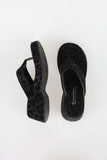 Leopard print platform sole flip flop mule