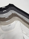 Mite Rib Square Neck Long Sleeve T-Shirt