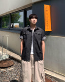 Stripe denim roll-up shirt jacket