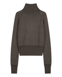 HIGH-NECK TWO-TONE KNIT ZIP-UP