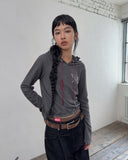 GRAPHIC LEATHER STRING TERRY HOODIE