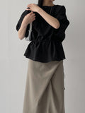 [Short sleeve ver.] Julie Frill Round Neck Blouse