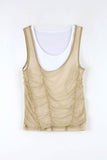 Double mesh shirring sleeveless