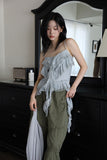 Wave ruffle chiffon sleeveless