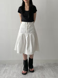 Rib Deep U-neck Short Sleeve T-Shirt