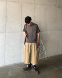 Side Dip Tuck Cotton Bermuda Pants