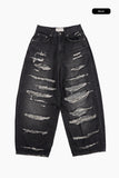 Happy destroyed wide denim pants