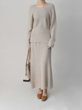 [Premium] Whole Garment Suare Knit Set-up Top