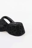 Leopard print platform sole flip flop mule