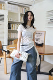 Side pin tuck rivet denim