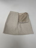 Pintuck Wool A-Line Mini Skirt