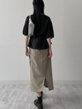 Striped Twist Wrap Long Skirt