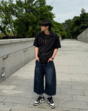Embroidered Lettering Bermuda Pants