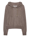WAFFLE PIGMENT LOOSE HOOD ZIP-UP