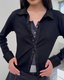 CUFFS COLLAR CARDIGAN T-SHIRT
