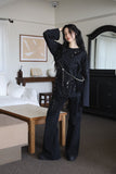 Rivet belt bootcut pants