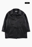 Arco button leather long jacket