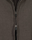 HIGH-NECK TWO-TONE KNIT ZIP-UP