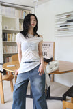 Side pin tuck rivet denim