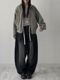 [unisex] Pocket banding balloon wide denim