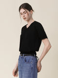 [Premium] Whole Garment Marsil Linen V Short Sleeve Knit