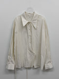 Crinkle Big Collar Wrap Blouse