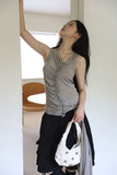 Hash ruffle shirring sleeveless