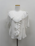 Frill V-Neck See-Through Blouse