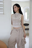 Soi mesh shirring sleeveless