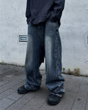 Crack Washed Tin Blue Denim