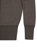 HIGH-NECK TWO-TONE KNIT ZIP-UP