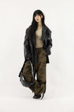 Antique snap crack leather jacket