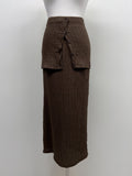 [Wrap set] Pleated H-line long skirt