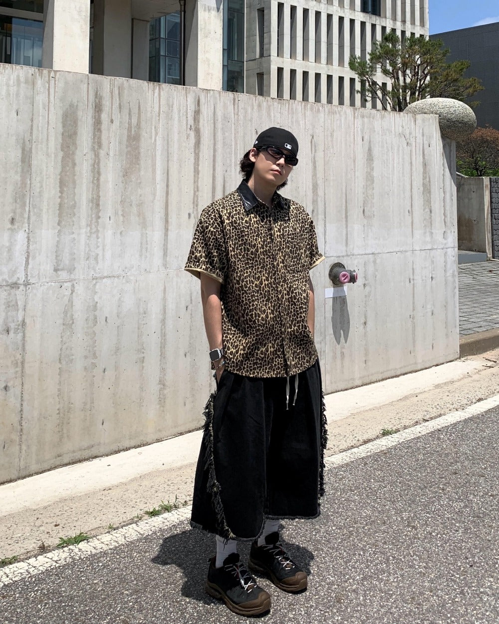 【KOOLOSET】Western Tassel Line Bermuda Denim Mens Tassel Patchwork Vintage Denim Shorts Blue Baggy Jeans