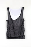Double mesh shirring sleeveless