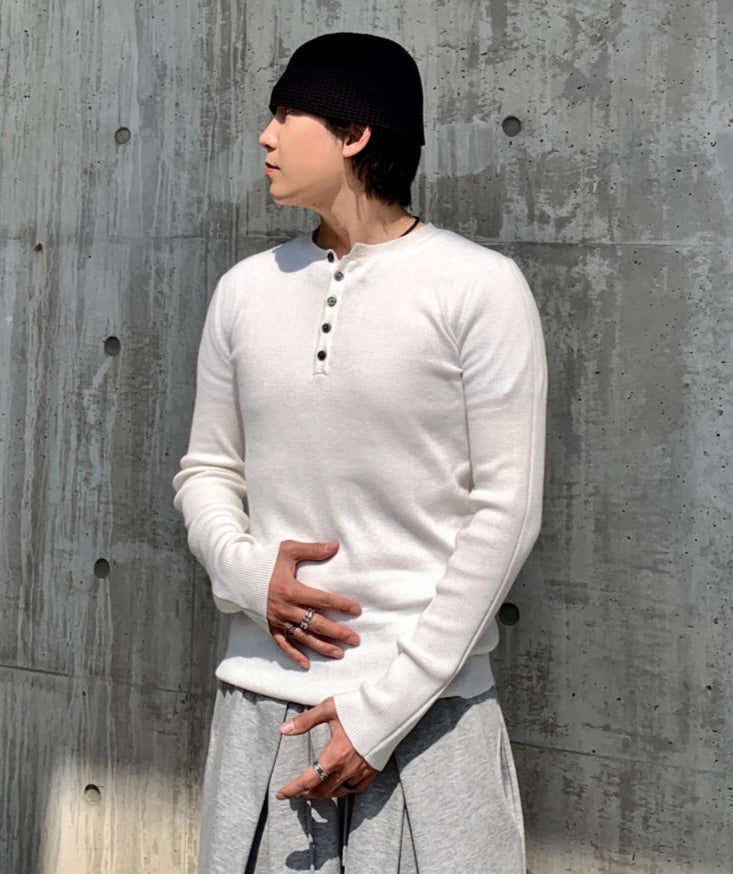 【KOOLOSET】Slim Henley Knit KOOLOSET (クロゼット) - スリムヘンリーニット / Slim Henley