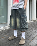 Sand Washed Bermuda Cargo Denim