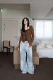 Loose fit studs fringe denim