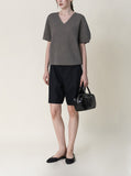 [Premium] Whole Garment Modern V-neck Short Sleeve Knit