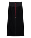 LEATHER STRING TERRY LONG SKIRT